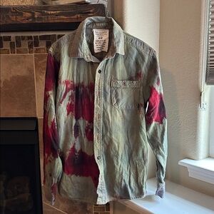 Gray Upcycled Shirt with Pink Accents by Painted Oyster